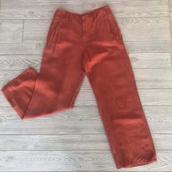 SUGAR PRODUCT Burnt Orange Linen Rayon Trouser - Picture 13 of 15